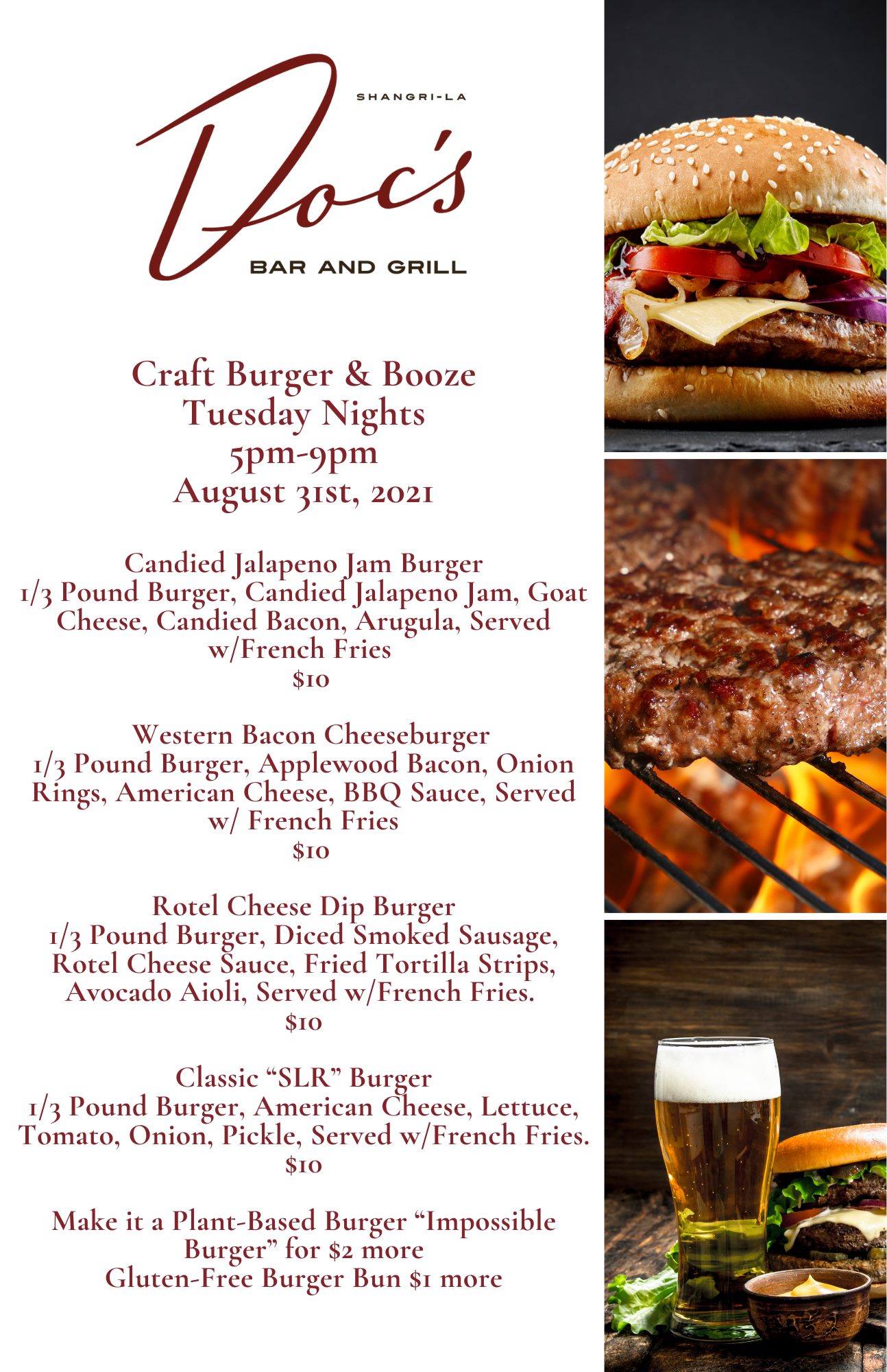 This burger menu is coming in hot with... - Doc's Bar & Grill
