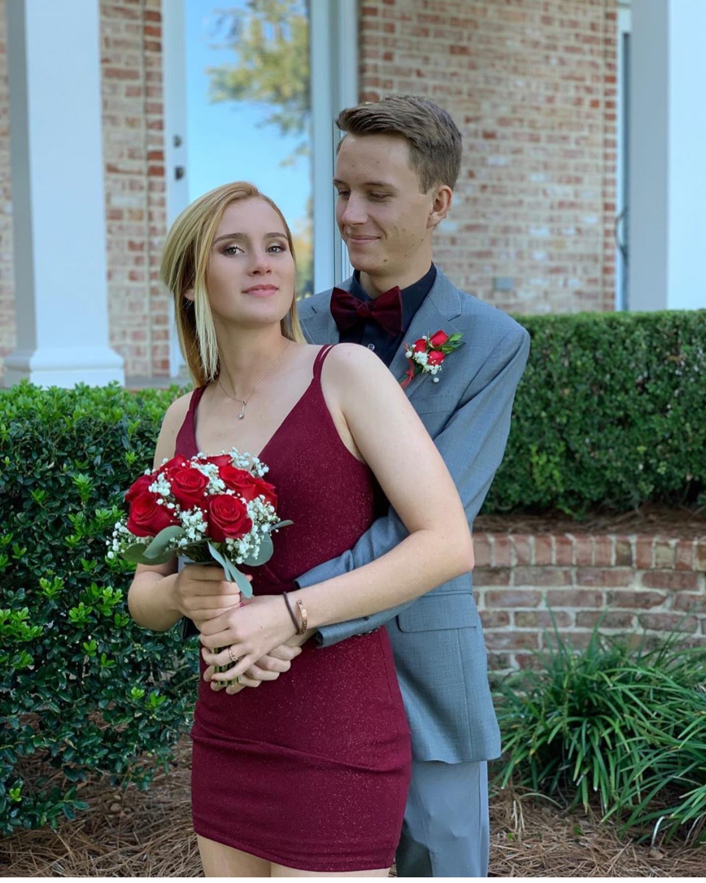 open lace back dress Lace-Up Long Beaded Prom Dress with Side Slit Red / 16