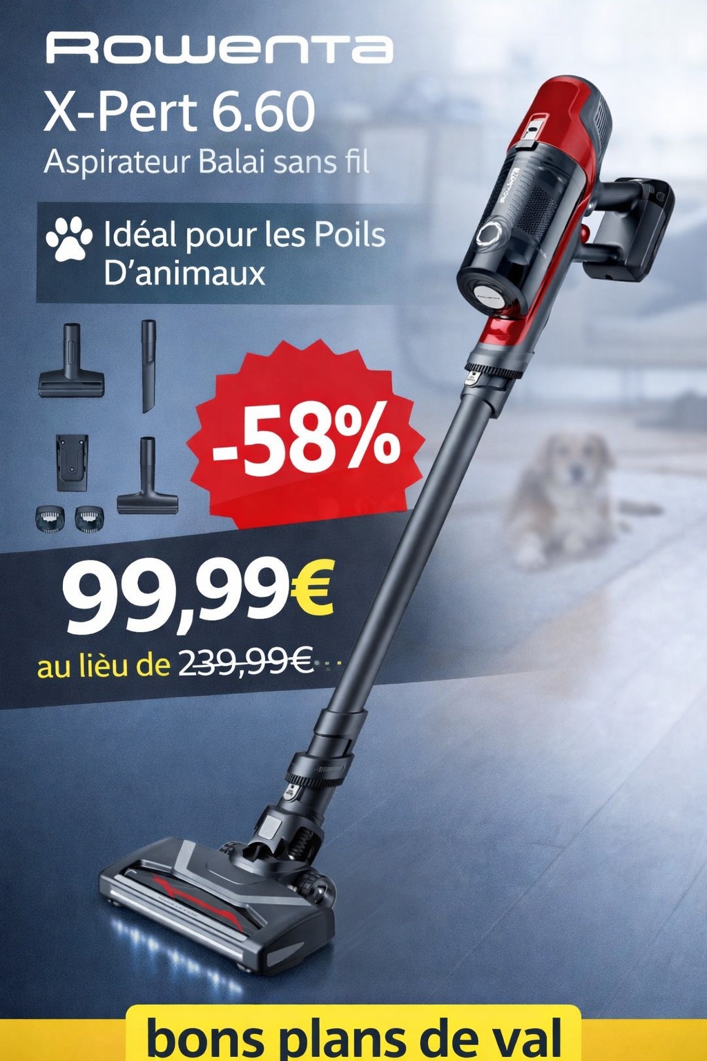 S15 Aspirateur Balai Sans Fil, 450W Aspirateur Sans Fil, 60 Mins, 1,5