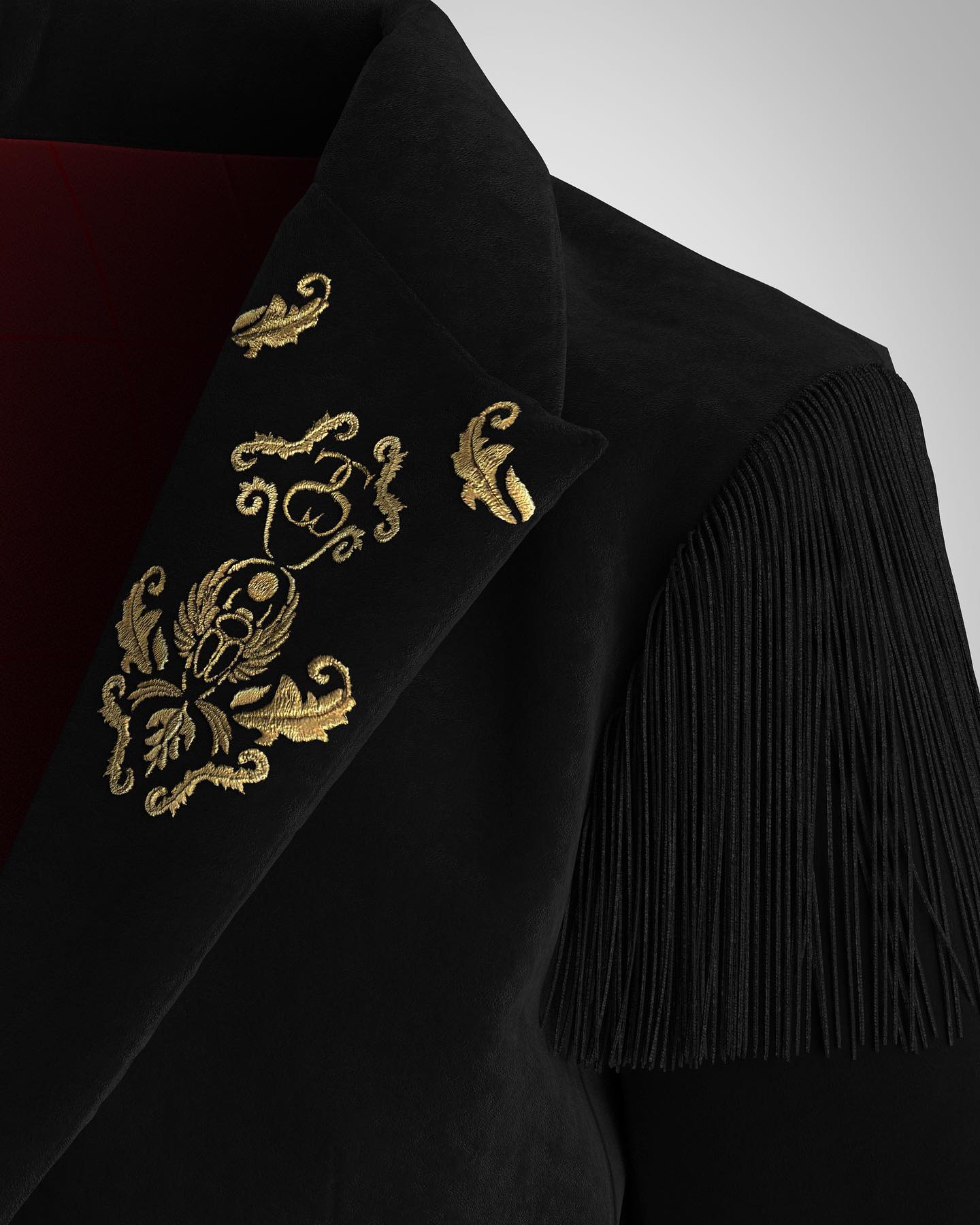 Stepani - The velvet jacket is decorated with embroidery...