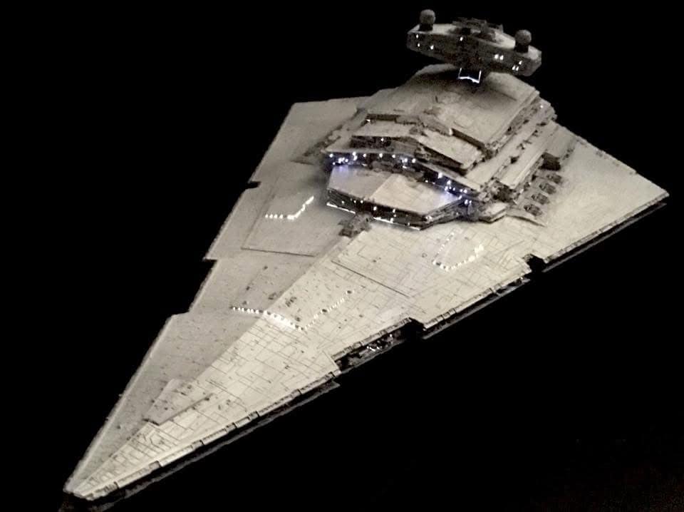 Bandai 1/5000 scale Star Destroyer model with built-in lighting