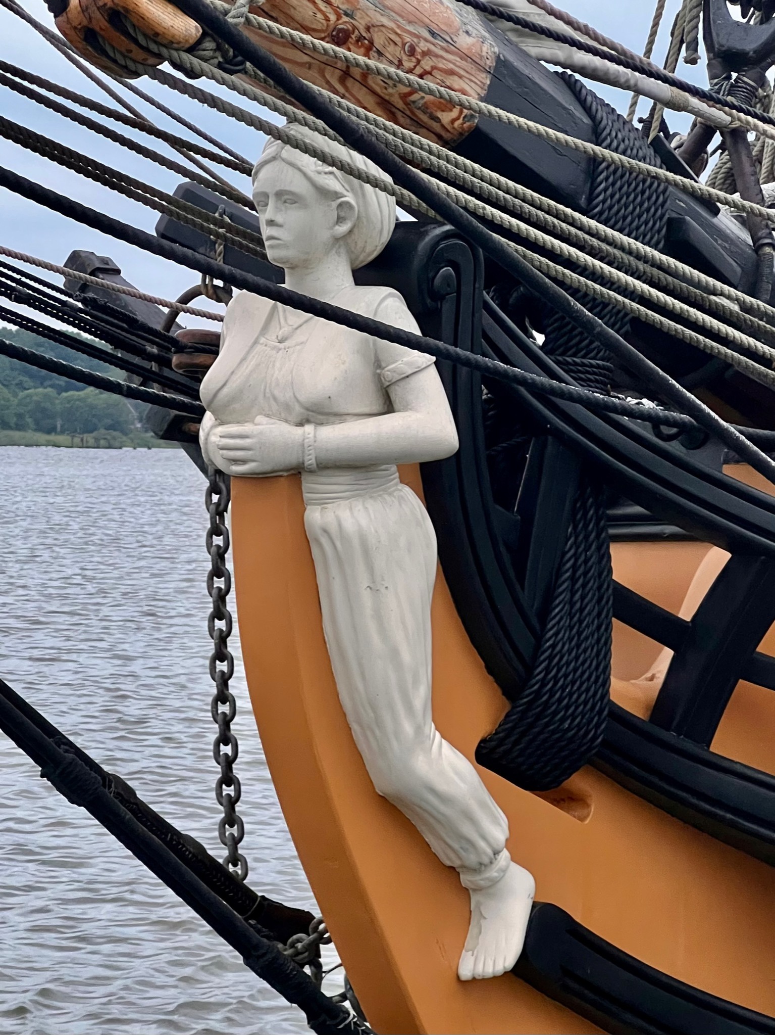 Carved figureheads on historic ships
