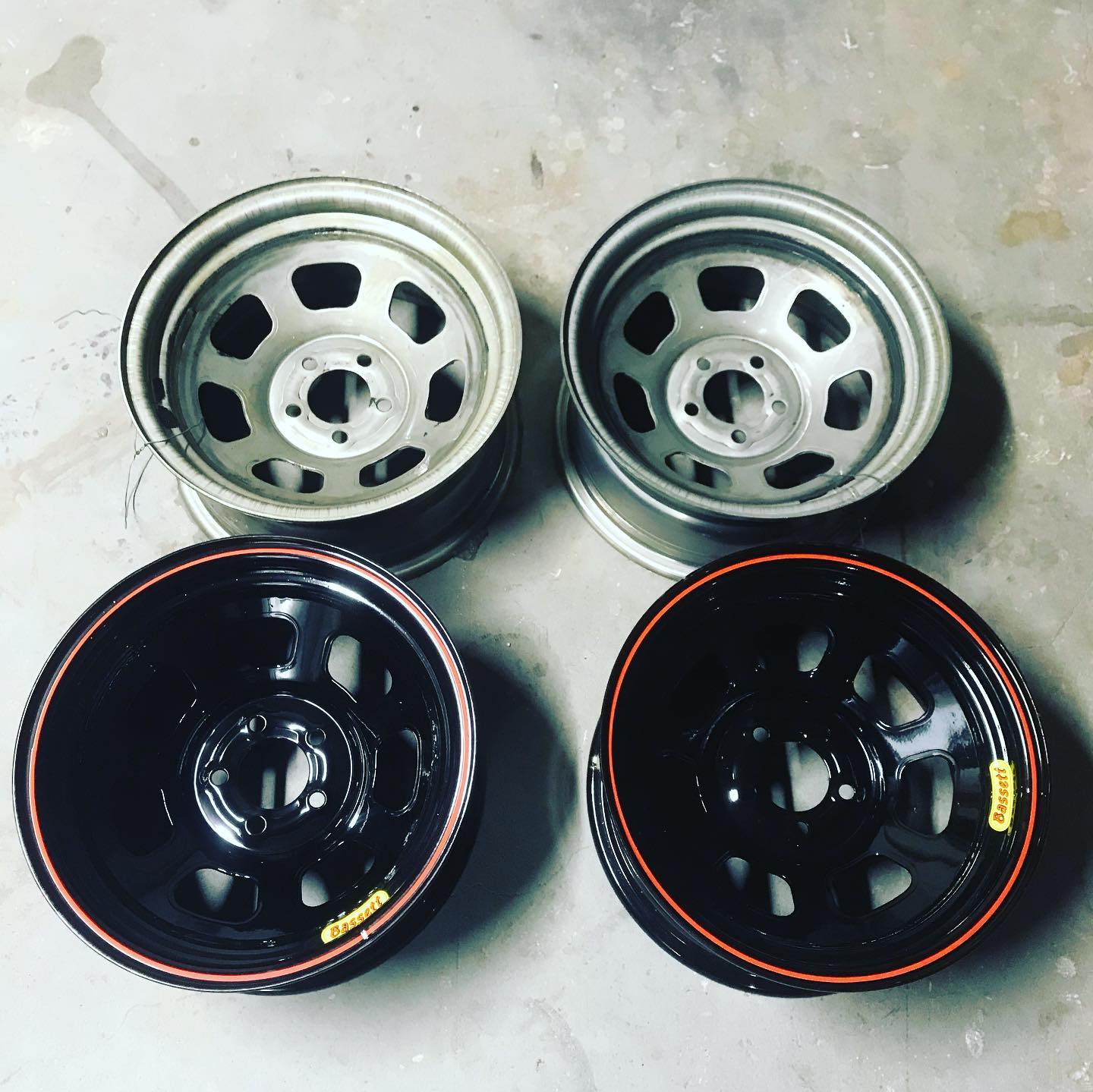 Some circle track wheels done... - Evolution Powder Coatings