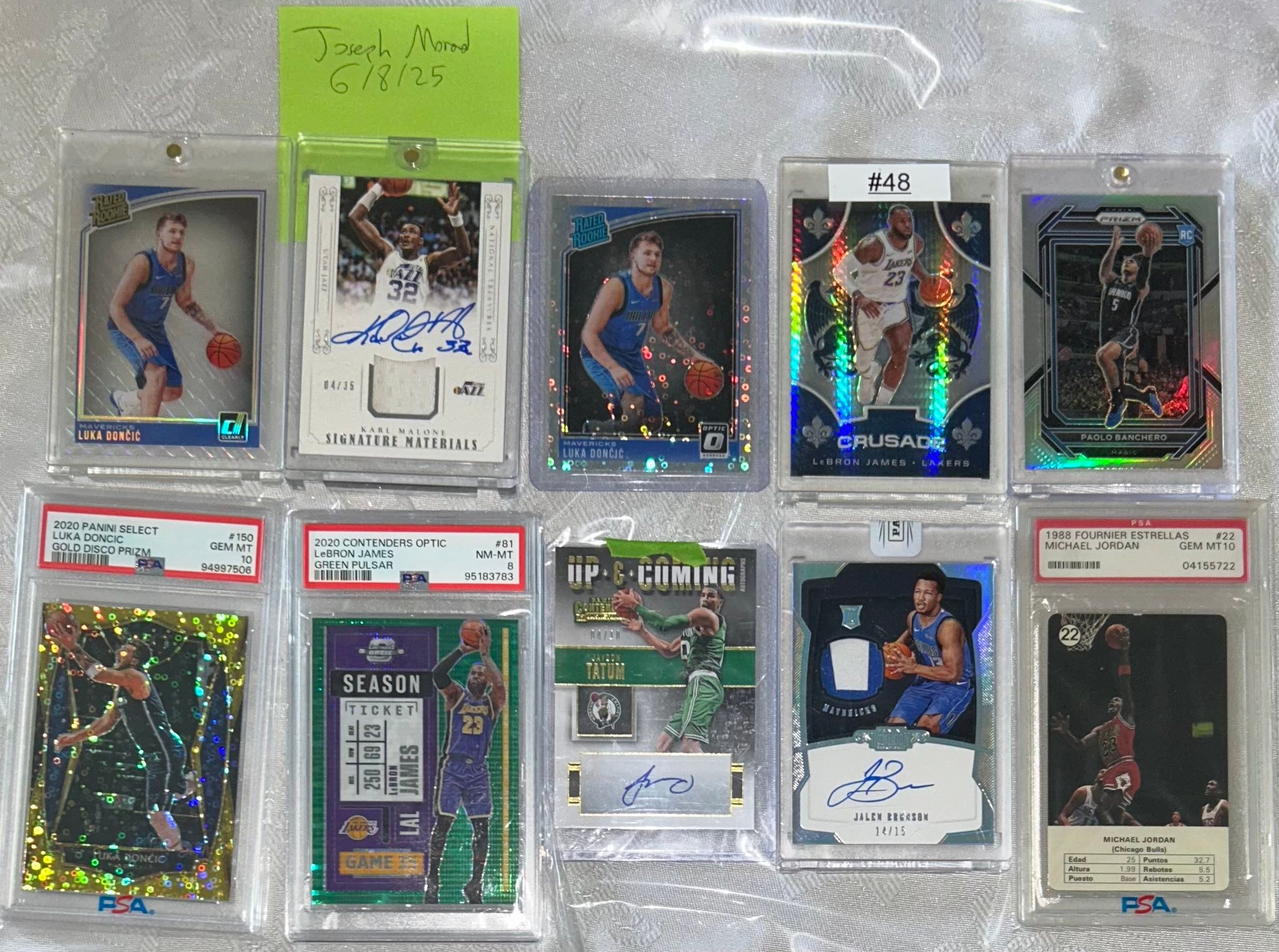 Luka Doncic gold /10 PSA 10 $450 -Karl Malone NT Patch auto /35 