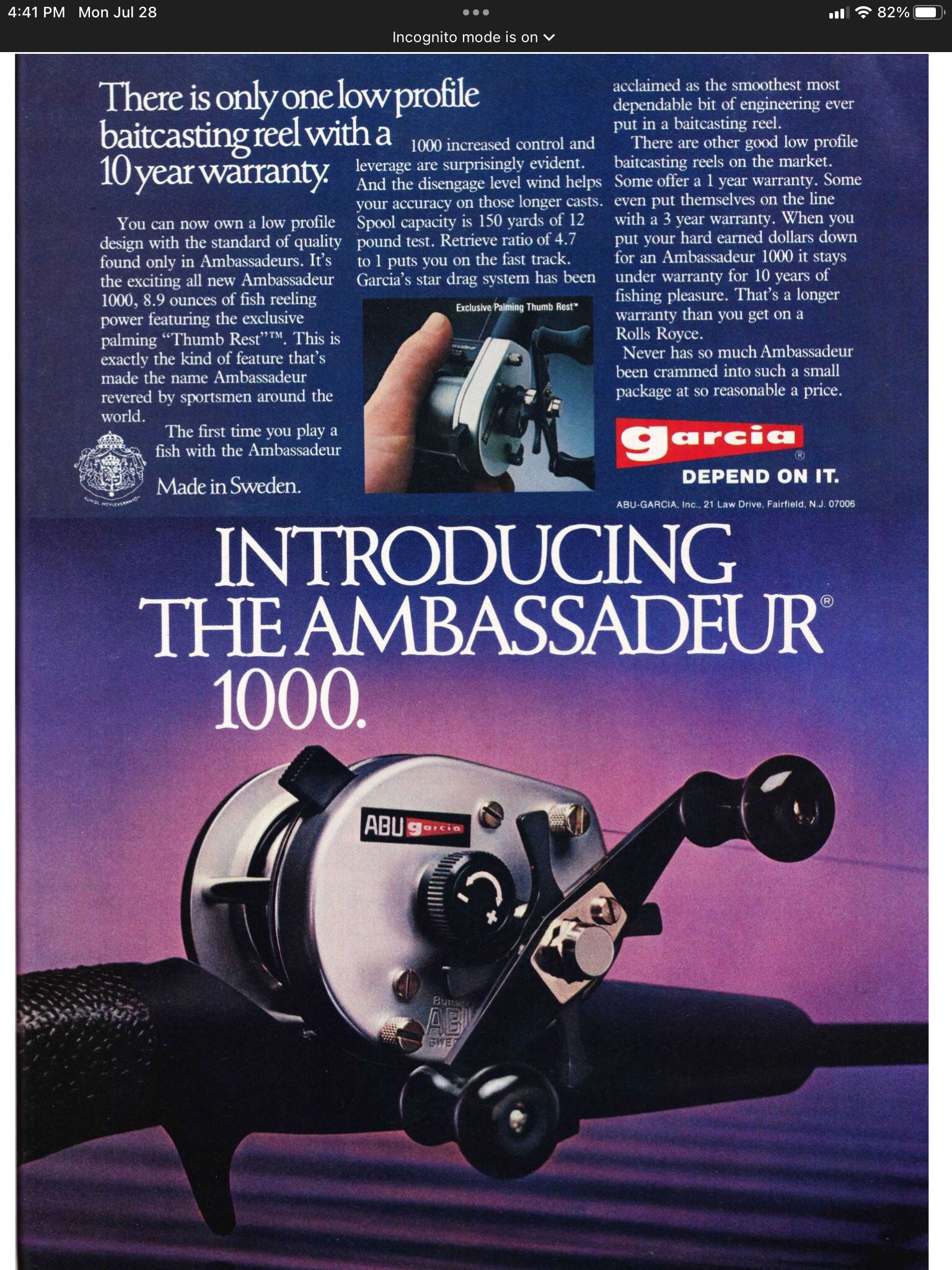 Abu ambassadeur 1000 reel ready for fishing
