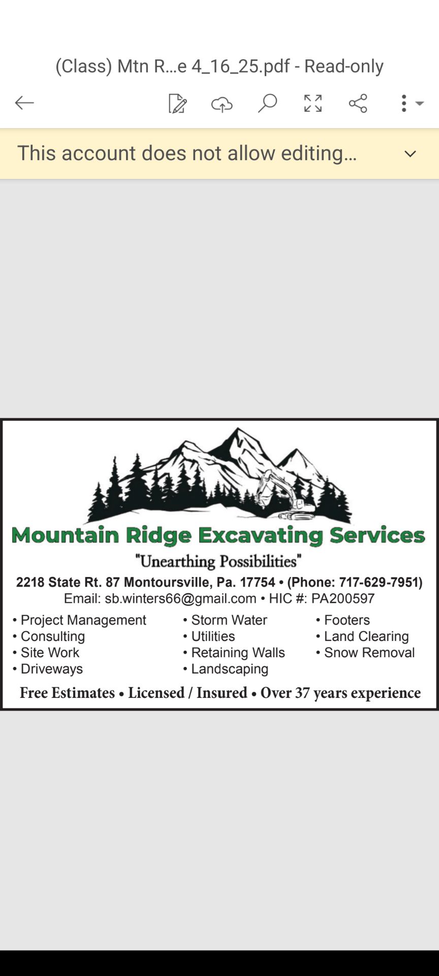 Sullivan County News & Bulletin Board | Mountain Ridge Excavating ...