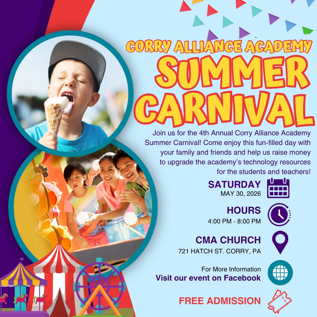 4th Annual Corry Alliance Academy Summer Carnival