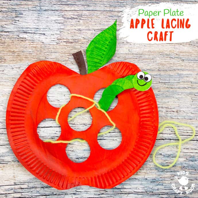 Kids Craft Room - This Paper Plate Apple Lacing Craft is adorable with ...