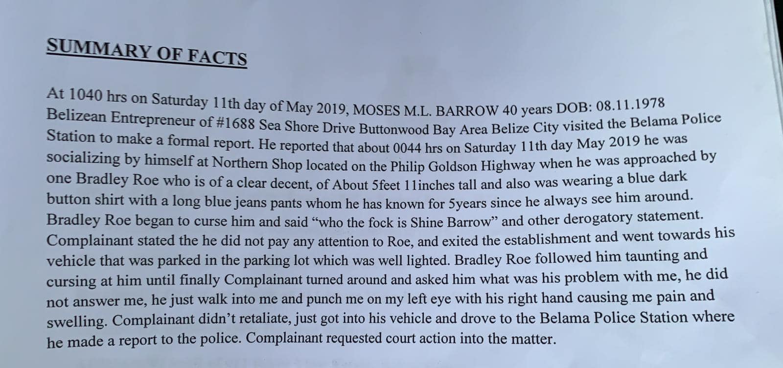 BRADLEY ROE ARRESTED & CHARGED... - Associated Belize Press