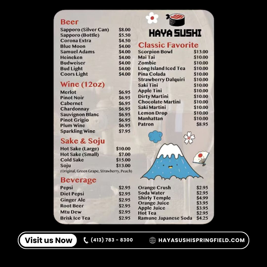 Our cocktail menu is a fusion of... - Haya Sushi Springfield | Facebook