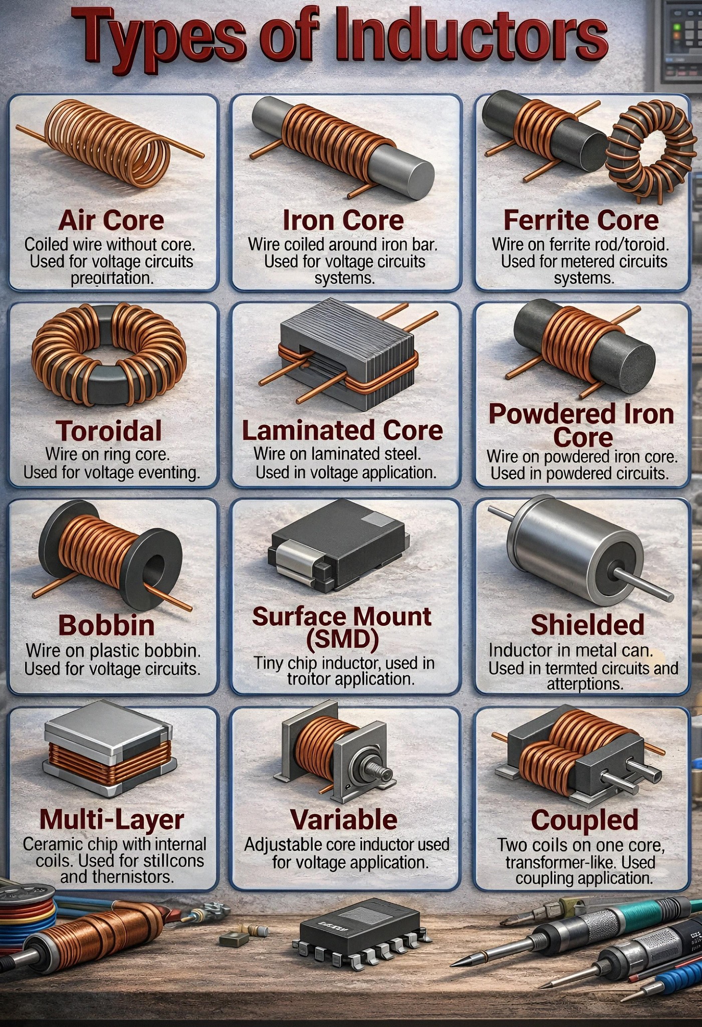 Types of electronic inductors and their applications