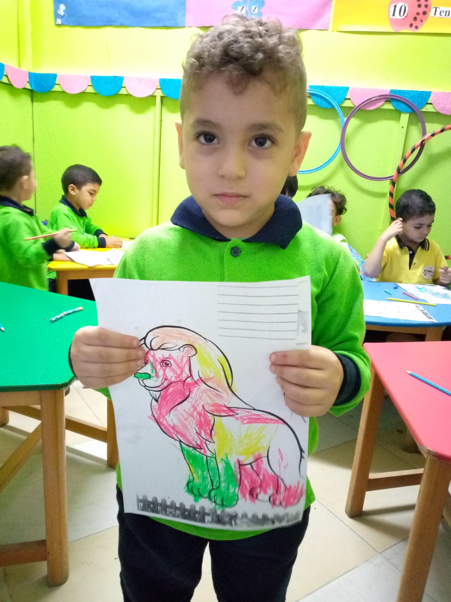 تلوين حرف الألف 🦁أسد🦁 KG1 Ms/zahra - حضانة أجيال بالعريش