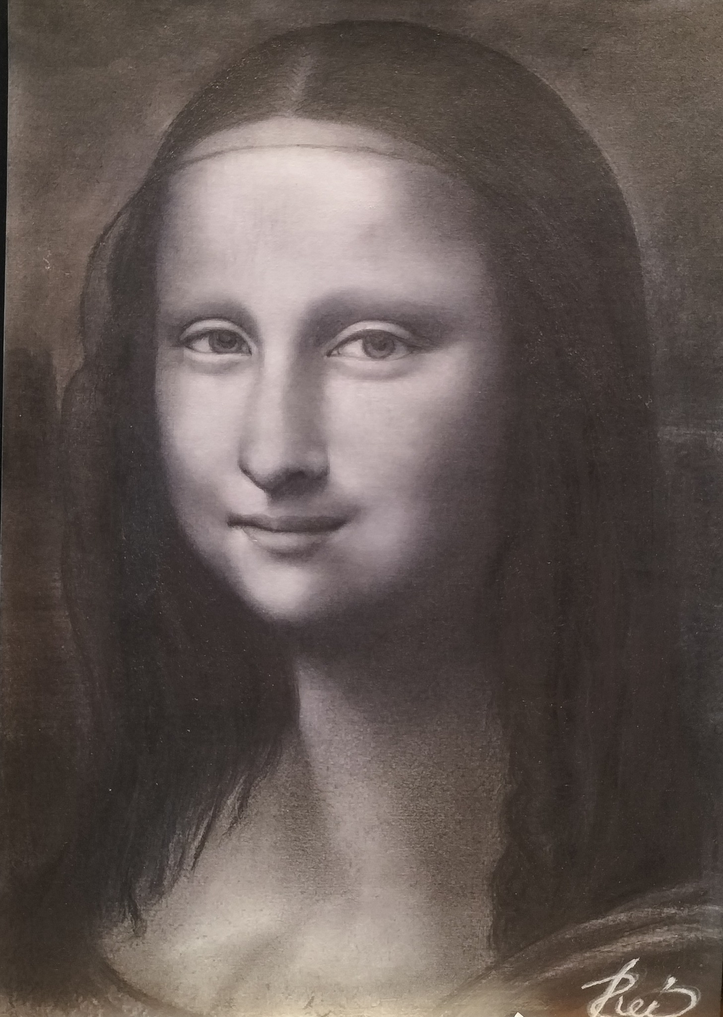 Pencil Art 永遠の名画、レオナルド・ダ・ビンチのモナリザの鉛筆画を