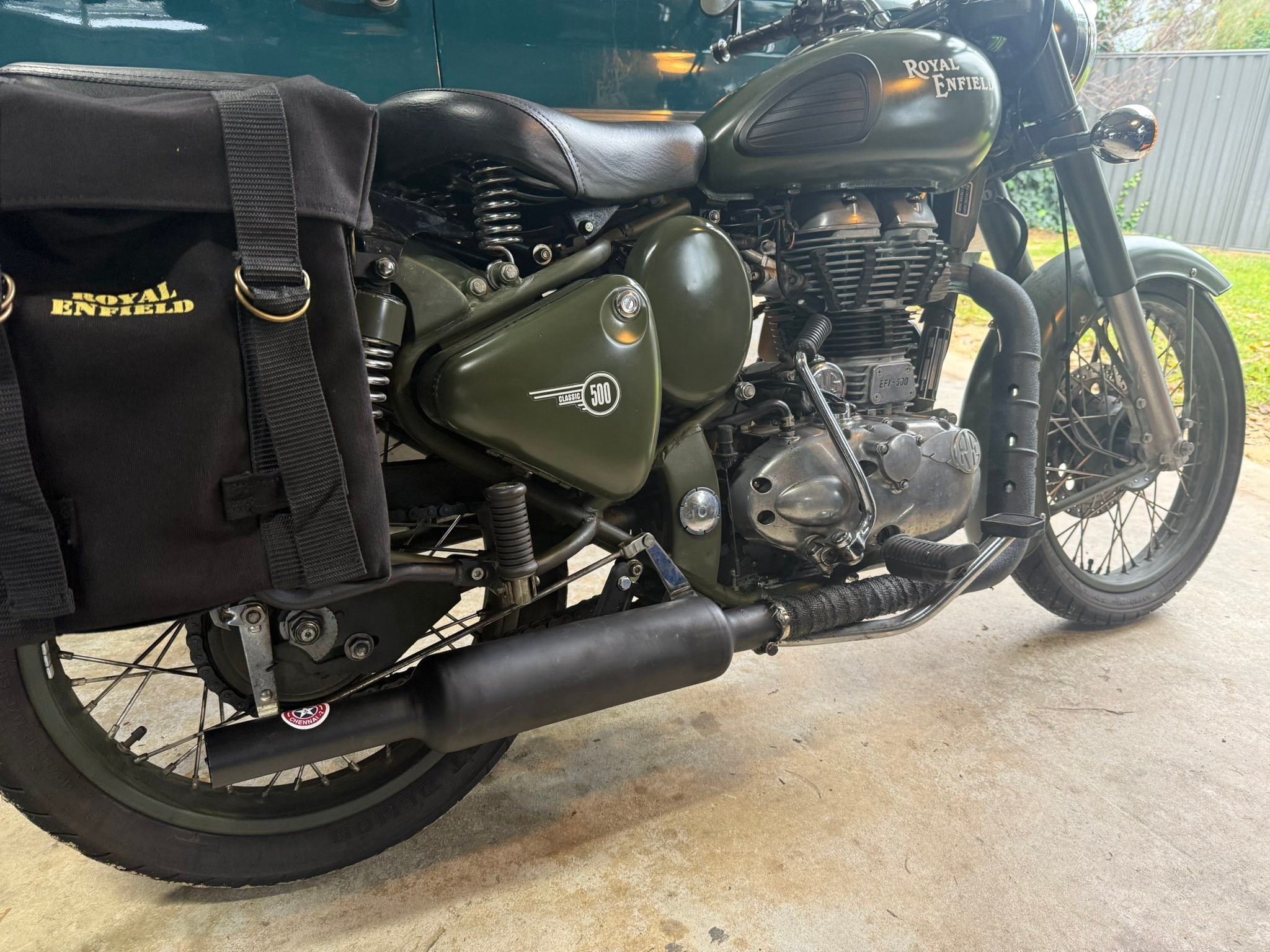 Royal Enfield C500 with matte black chrome and eBay exhaust