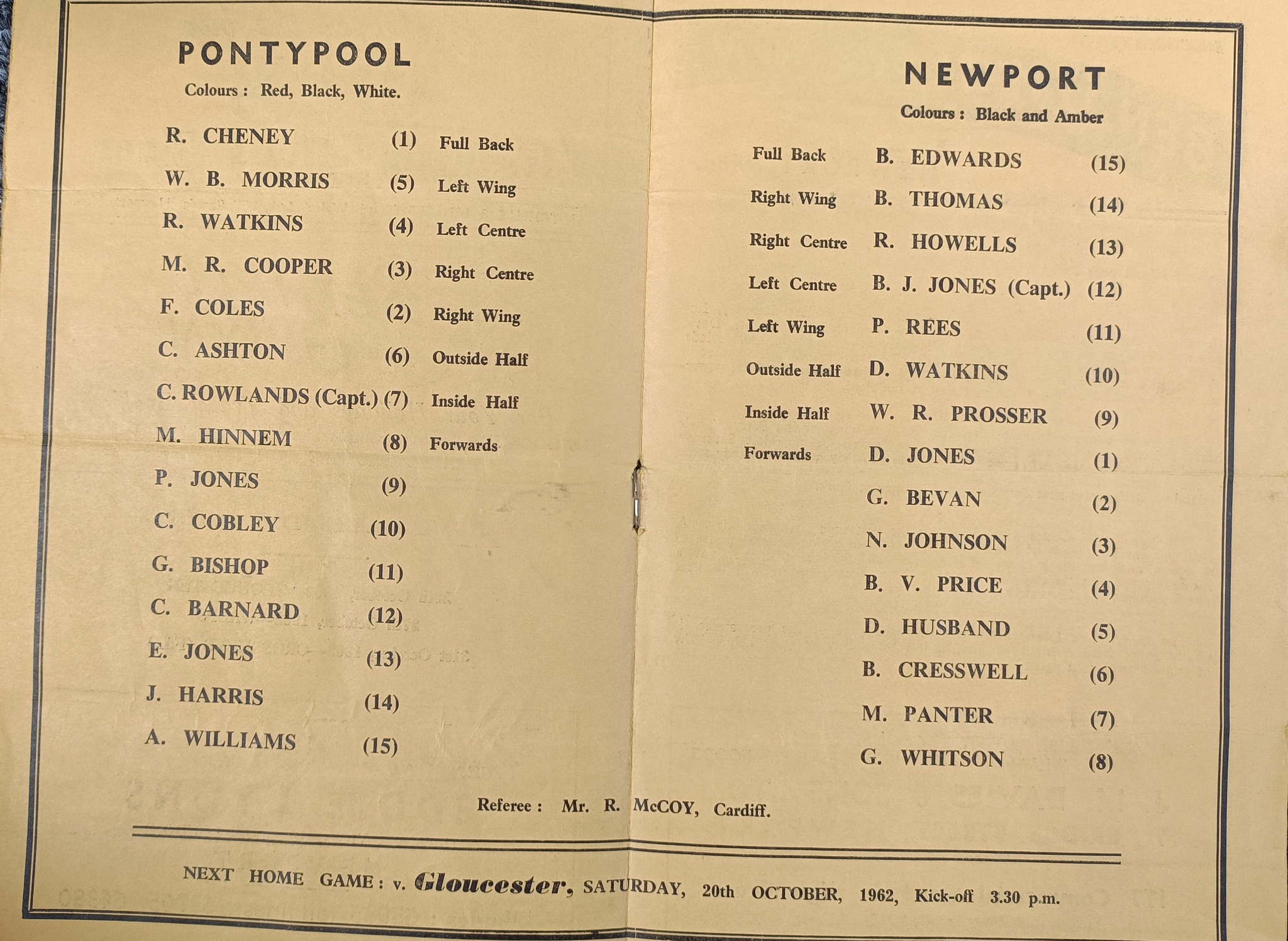 Pontypool RFC Supporters Group | 63 years ago today in October 1962 ...