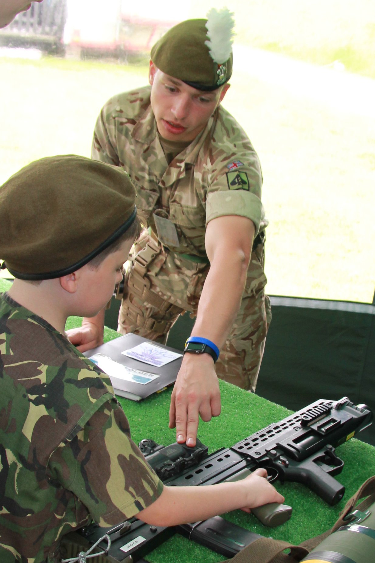 Army in Wales - Explaining the kit and equipment to an appropriately ...