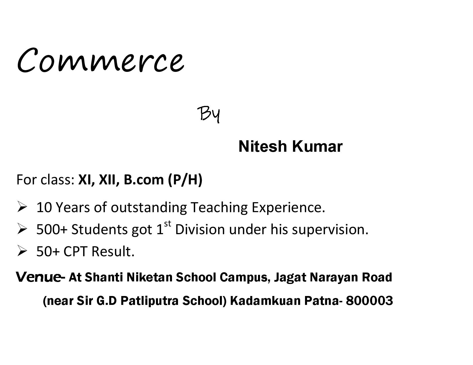 Nitesh Raj .career commerce classes