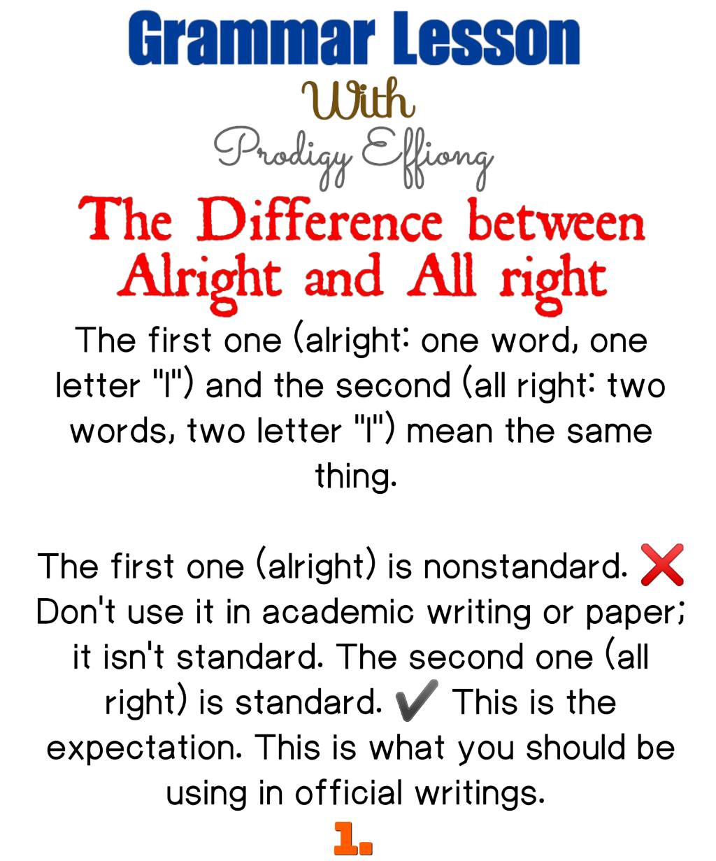 Prodigy Effiong - The Difference between Alright and All... | Facebook