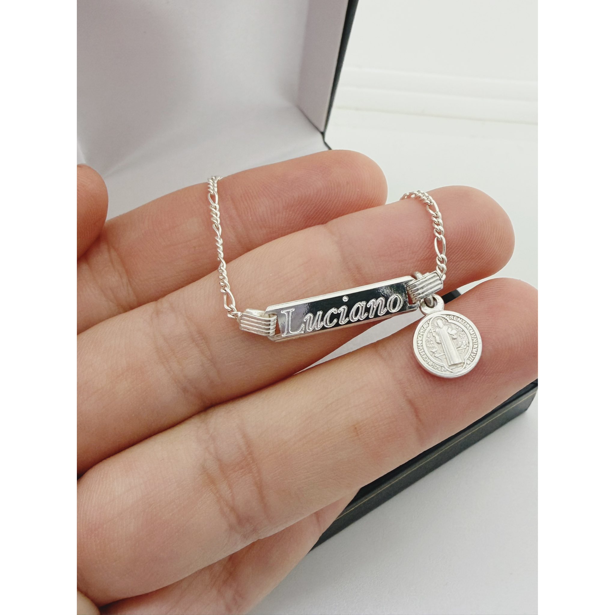 Pulsera Con Medalla San Benito Plata 925
