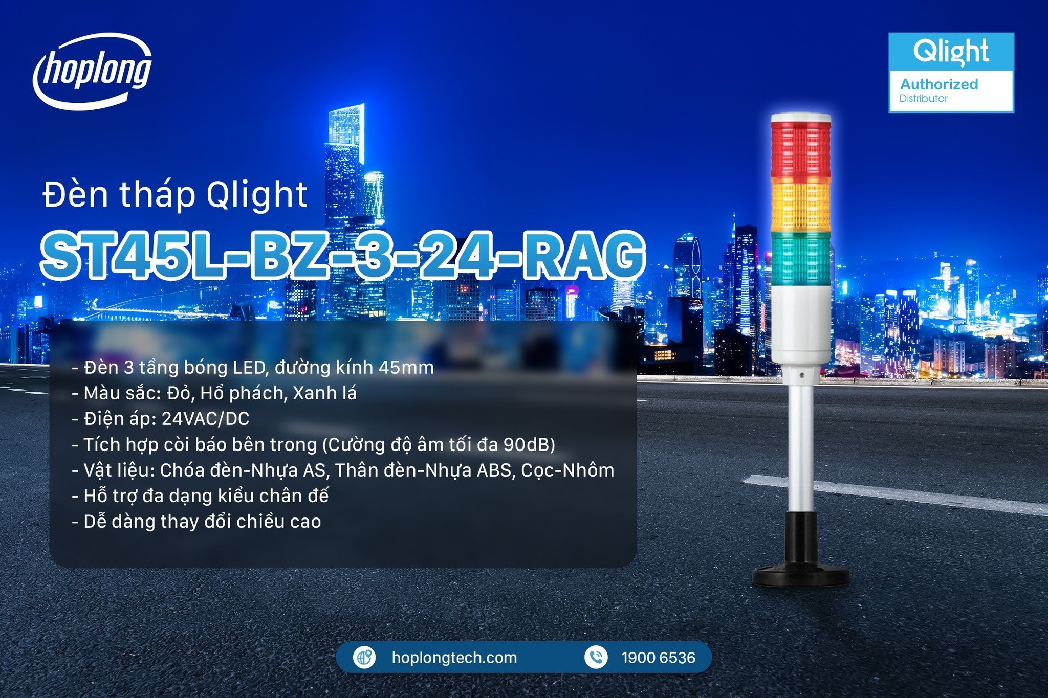 Qlight Vietnam - ST45L-BZ-3-24-RAG Qlight Đèn tháp LED...