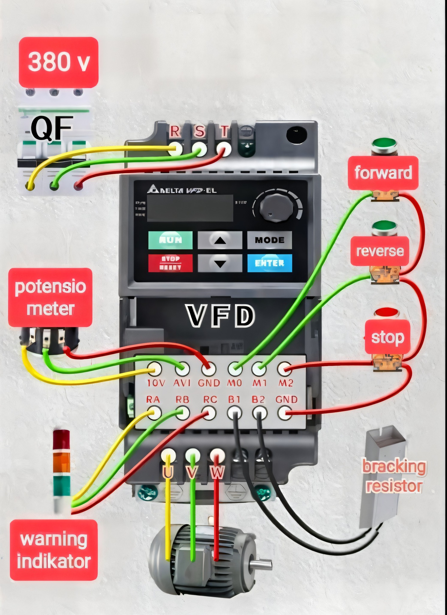 Electrical Engineering World | VFD Wiring Diagram with Control Buttons ...