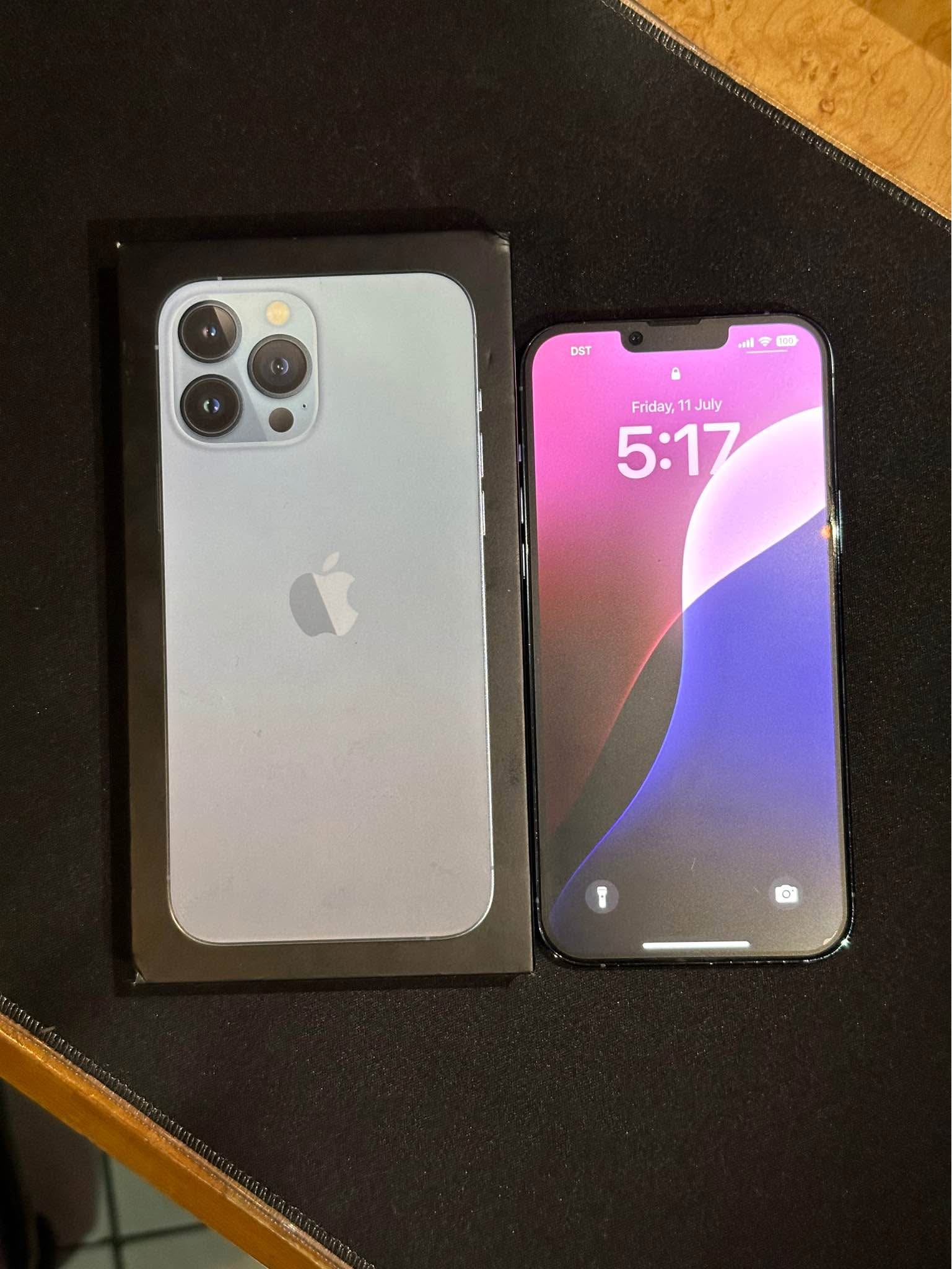 Iphone 13 pro max 256gb sierra blue. latest ios 18.5 ✓ battery 