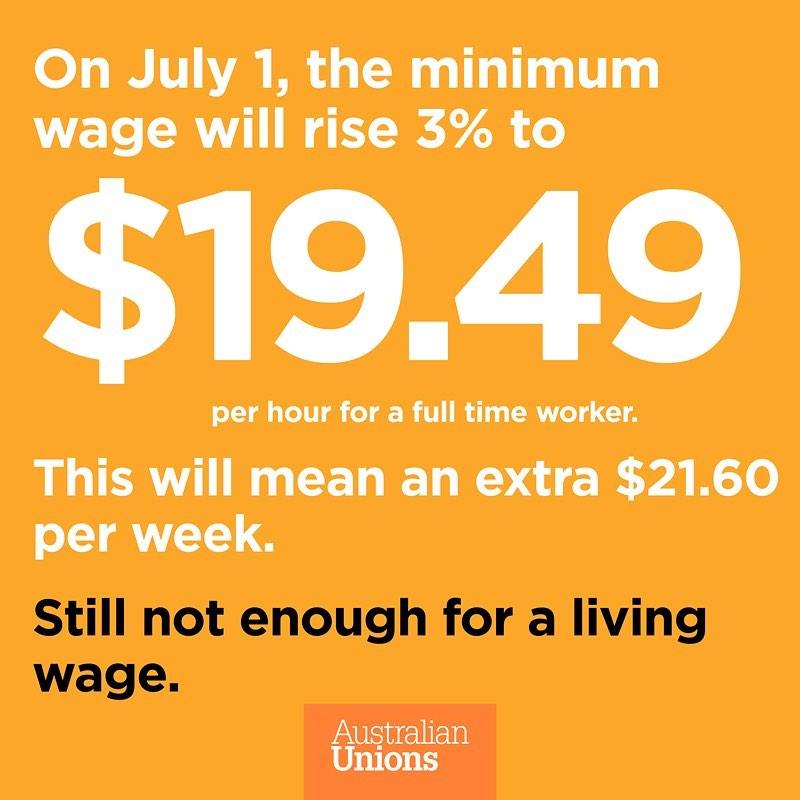 A 3 Increase For Full Time Workers Australian Unions Facebook