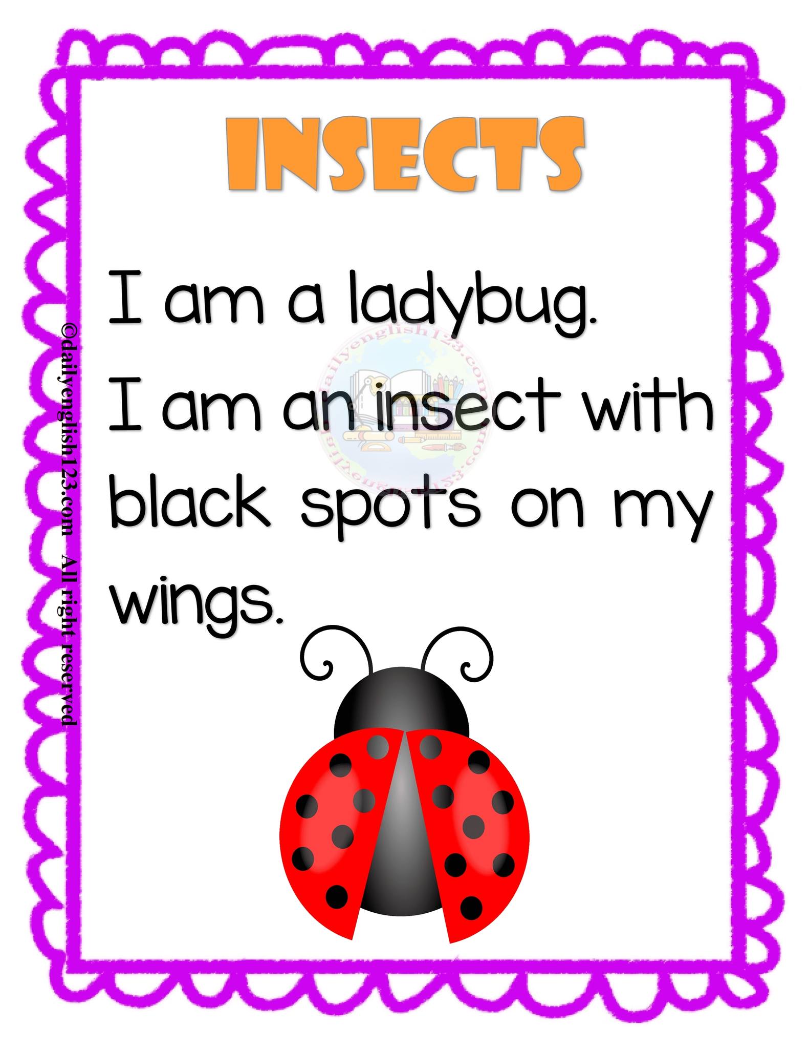 Reading about insects(18... - English worksheets for free