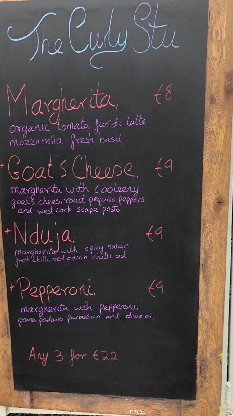 The Curly Stu - Menu for today in Cookie O'Callaghans Bar,...