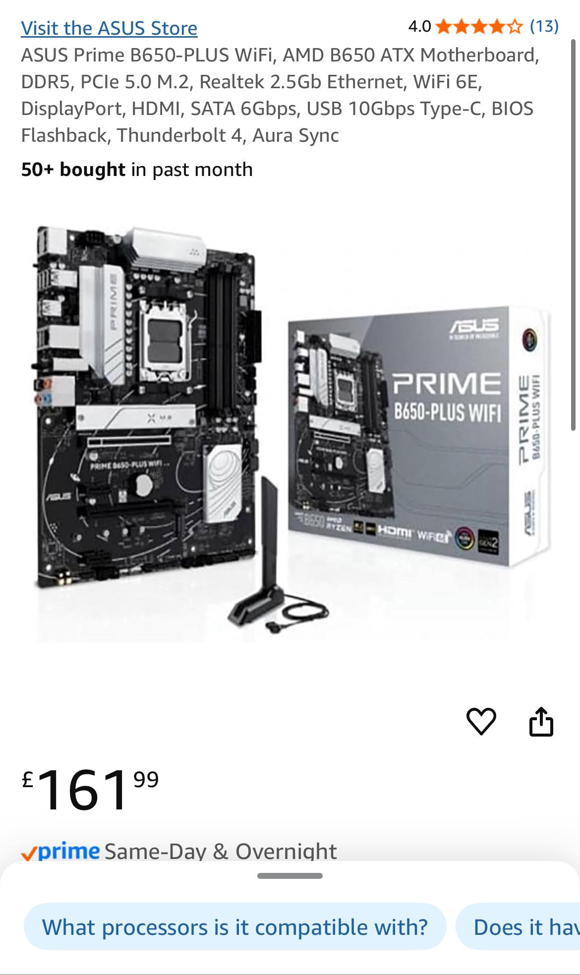 Is ASUS Prime B650-PLUS WiFi motherboard good for Ryzen 7 9800x3d