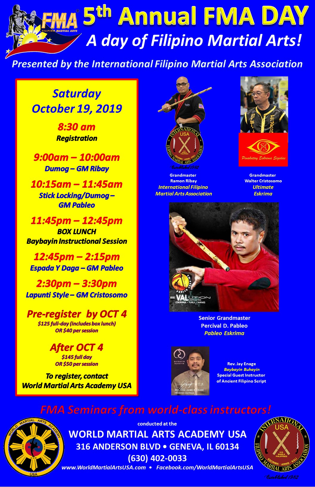 World Martial Arts Academy USA - The 5th FMA Day is this Saturday Oct ...