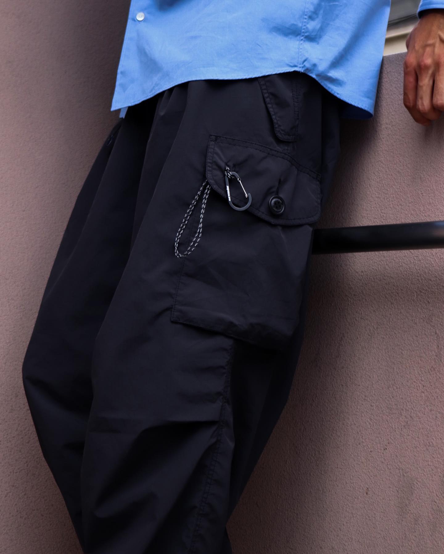 and wander oversized cargo pants 黒 XL oversized cargo short pants 