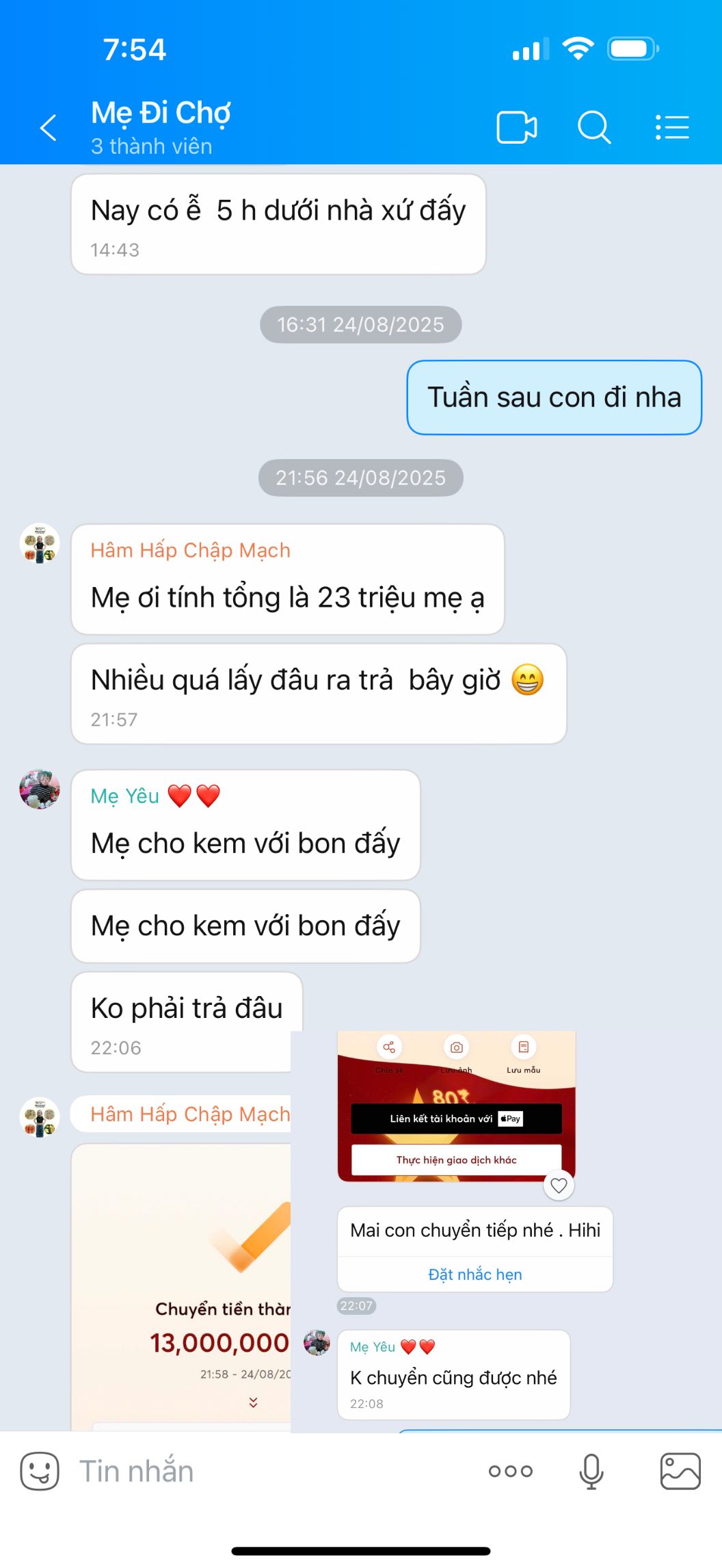 Phương - Cứ bảo sao con rệ thương mẹ vợ zữ zậy! Đó. Hẹn mai con chuyển ...