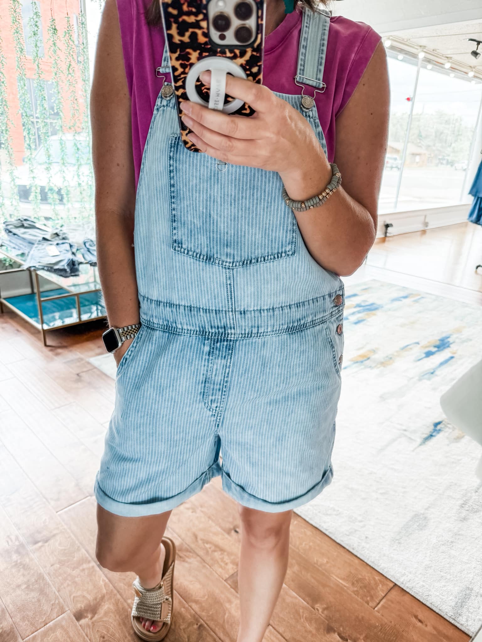 Review of vintage stripe overalls in medium size