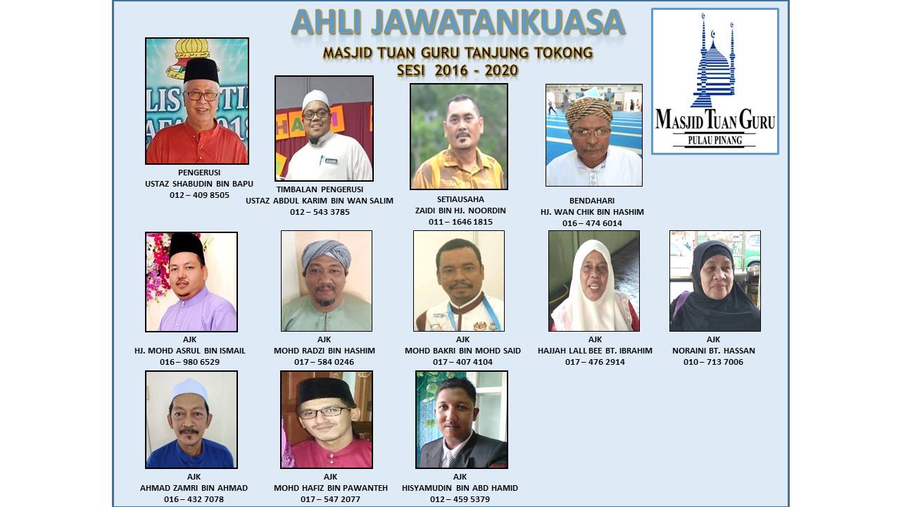 Carta Organisasi Pegawai Masjid Tuan Guru Tanjung Tokong Facebook