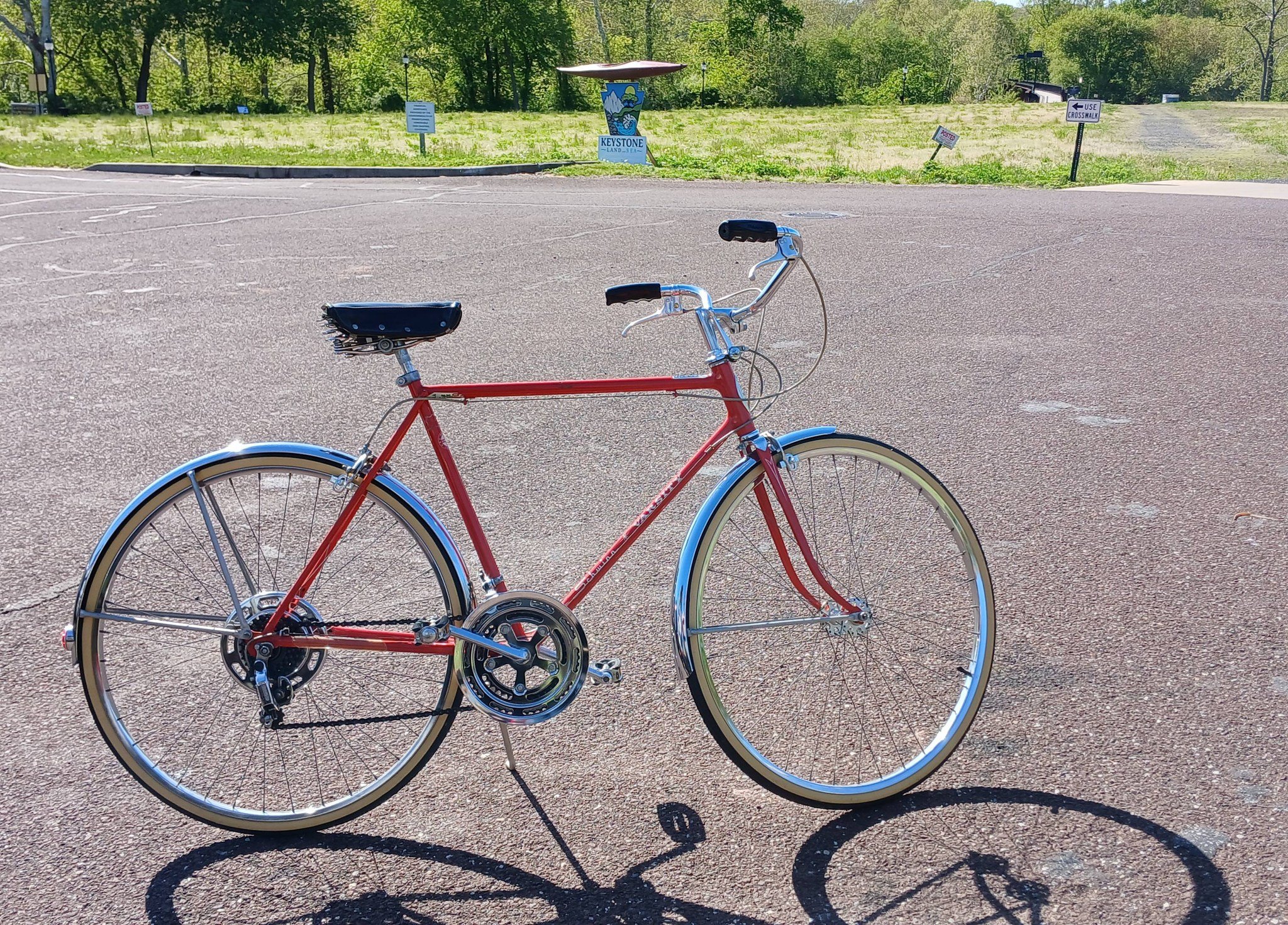 1974 Schwinn Varsity bike in sunset orange