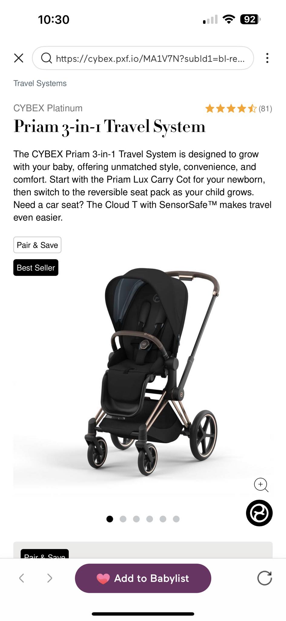 uppababy 2017 stroller CRUZ and Aria Infant Car Color:16
