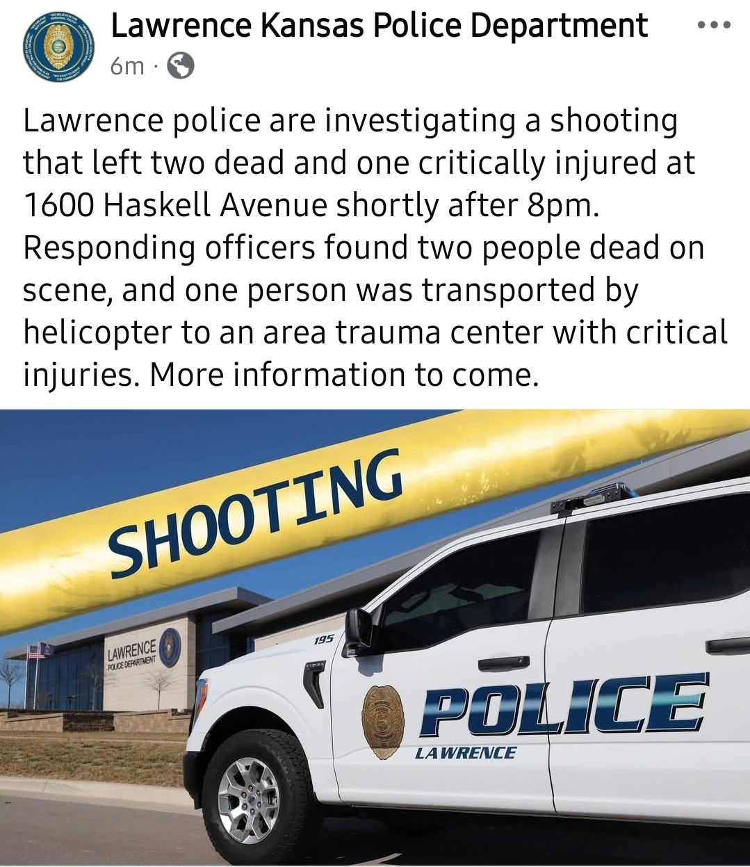 Live Love Local Lawrence | ° Update by Lawrence Kansas Police ...
