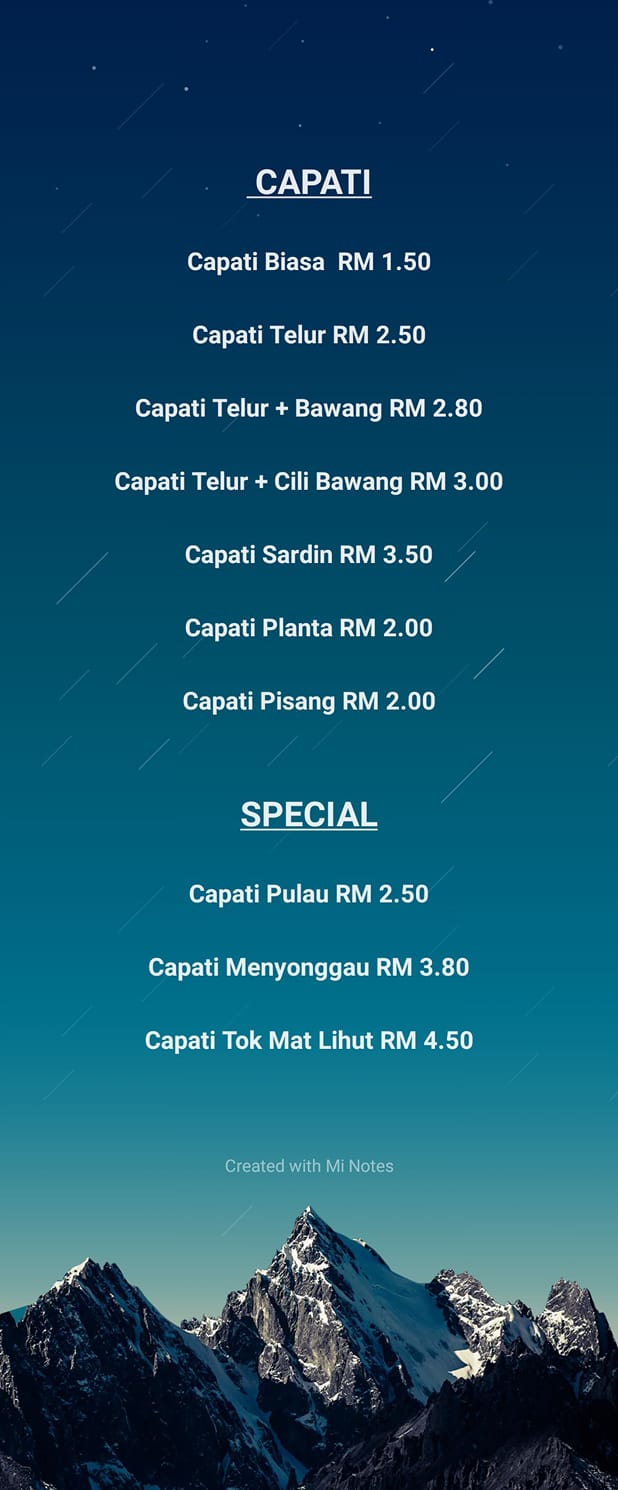 Senarai harga dan jenis CAPATI yang... - WARUNG TOK MAT LIHUT | Facebook
