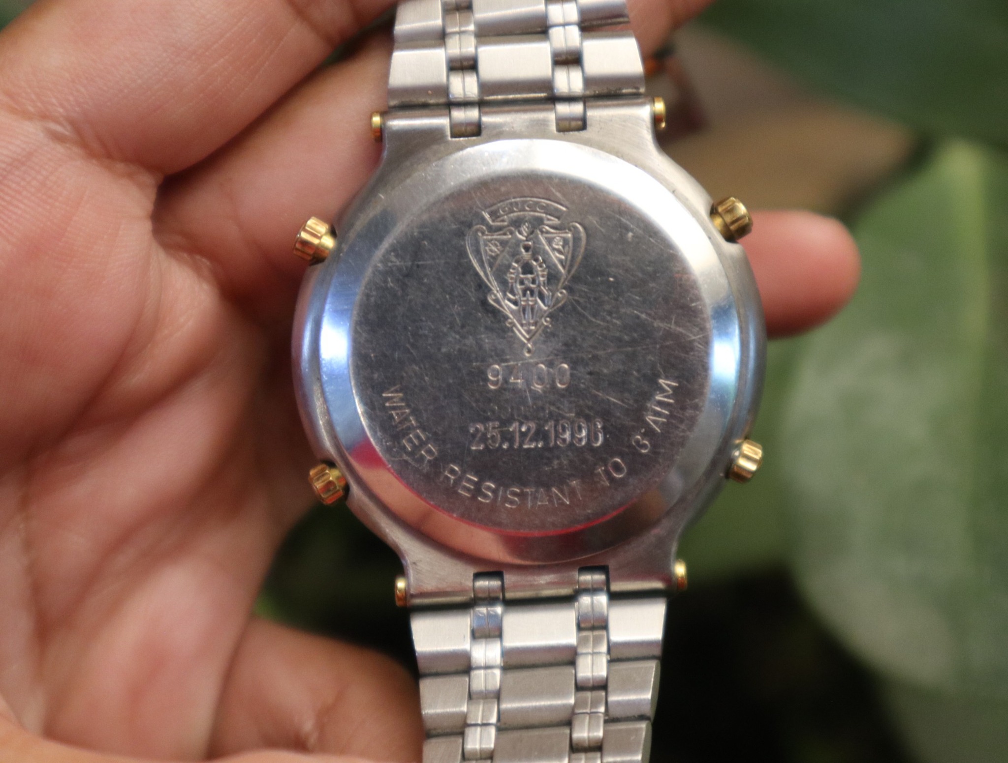 VERY RARE Vintage GUCCI 9400 Chrono Champagne Dial Very Good Condition