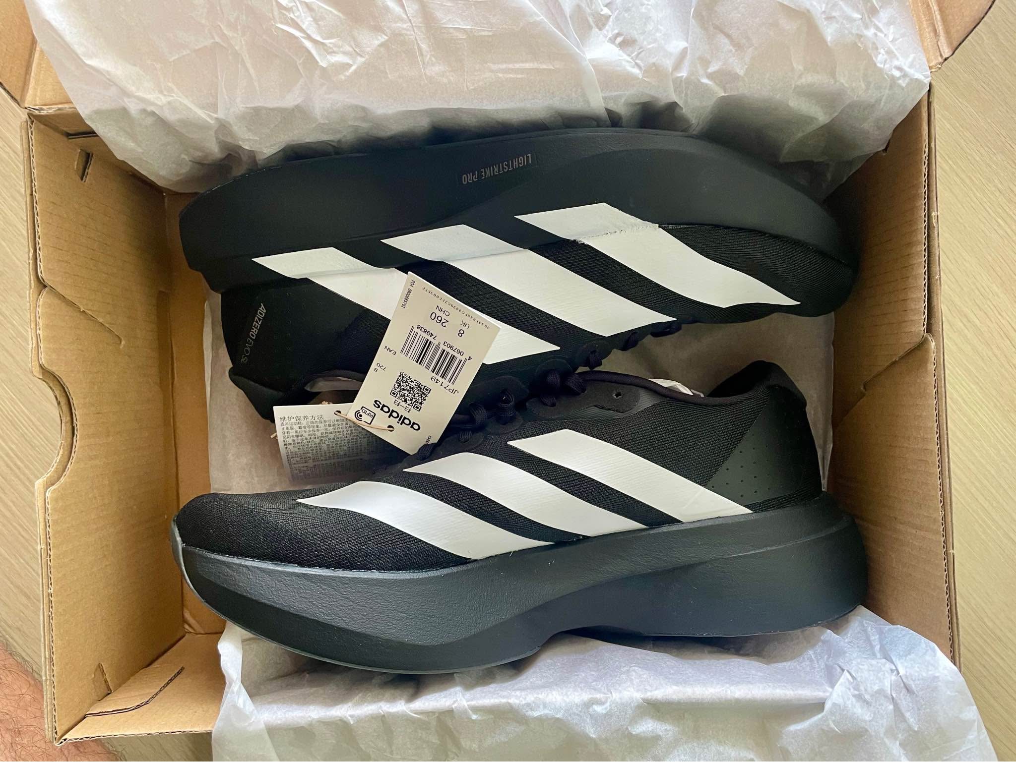 Adidas Adizero Evo SL Black/white og colourway Bnib UK8/26.5cm