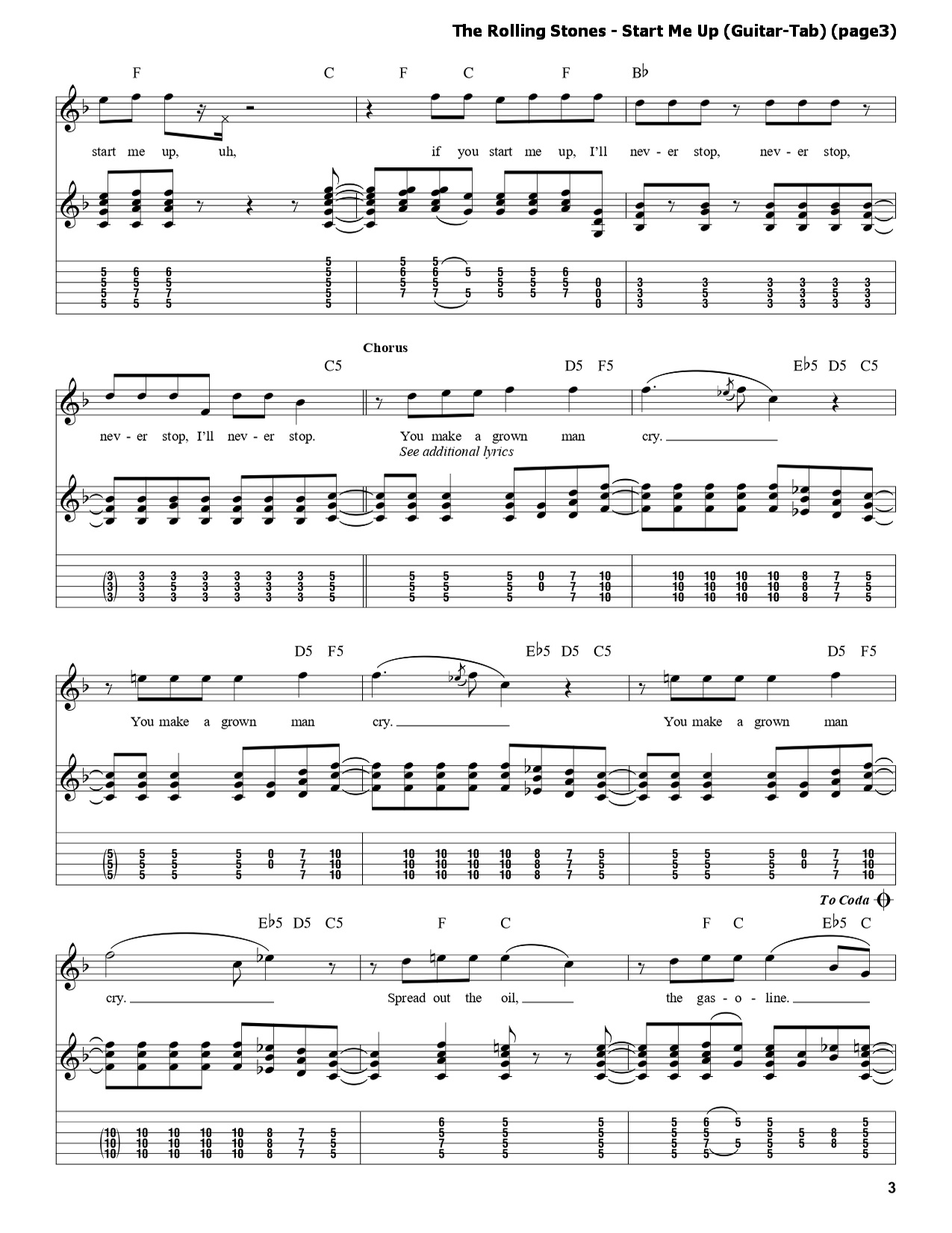 The Rolling Stones - Start Me Up (Guitar-Tab)