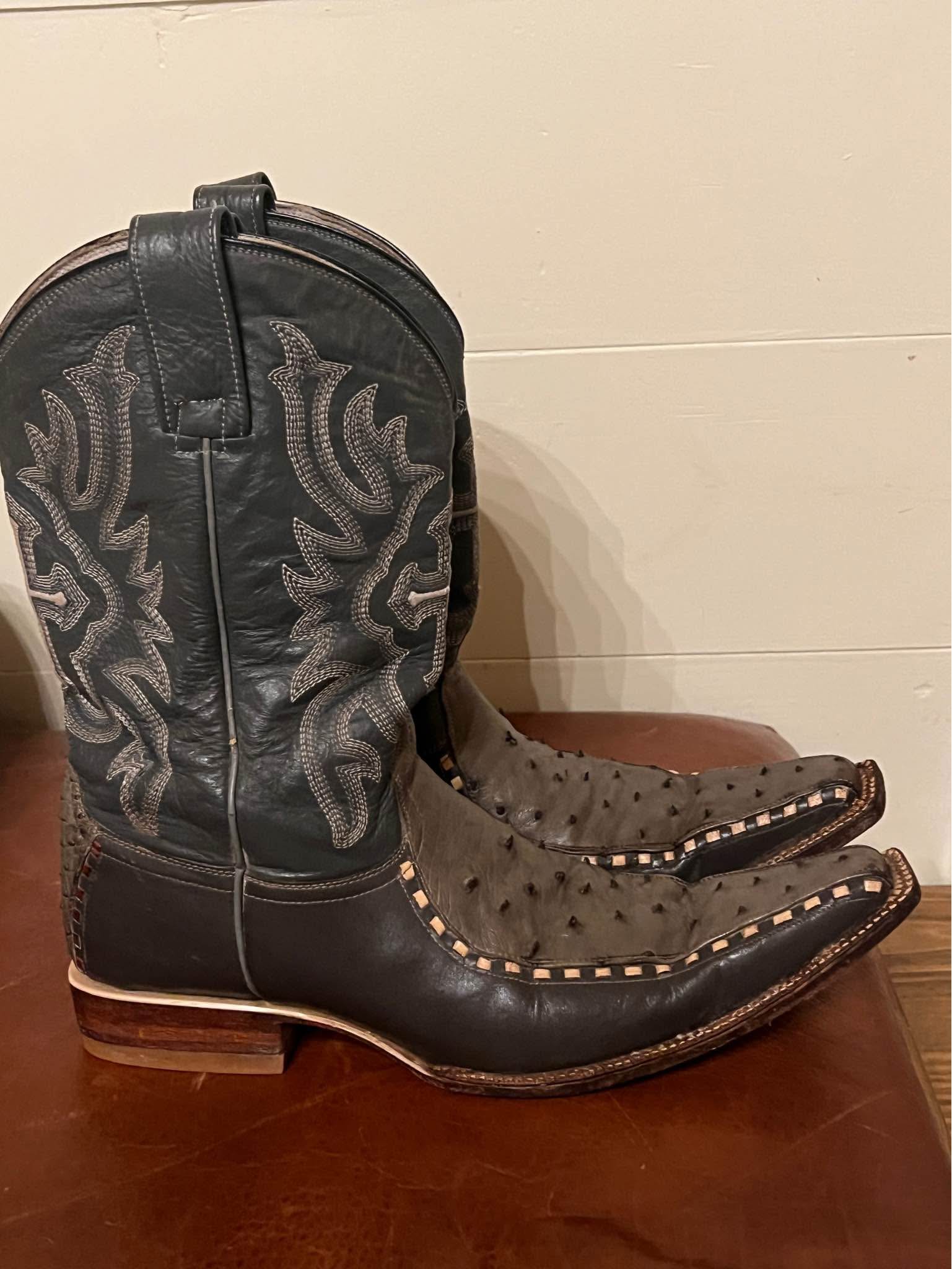 Custom Vintage Ostrich Leather Cowboy Boots Size 9-9.5 Men 10-11 Women ...
