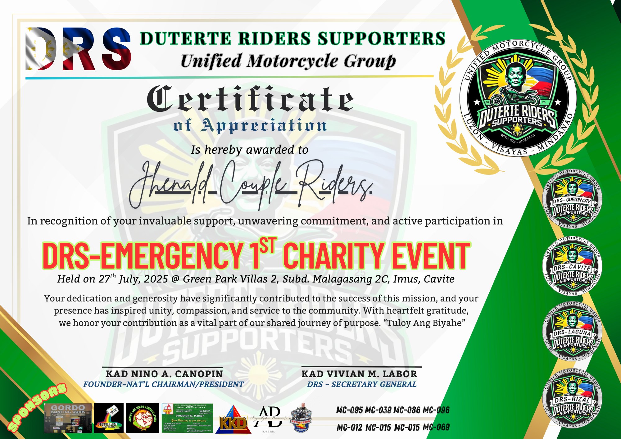 DUTERTE RIDERS SUPPORTERS | **Lubos na Pasasalamat sa mga Kuya sa AGILA ...