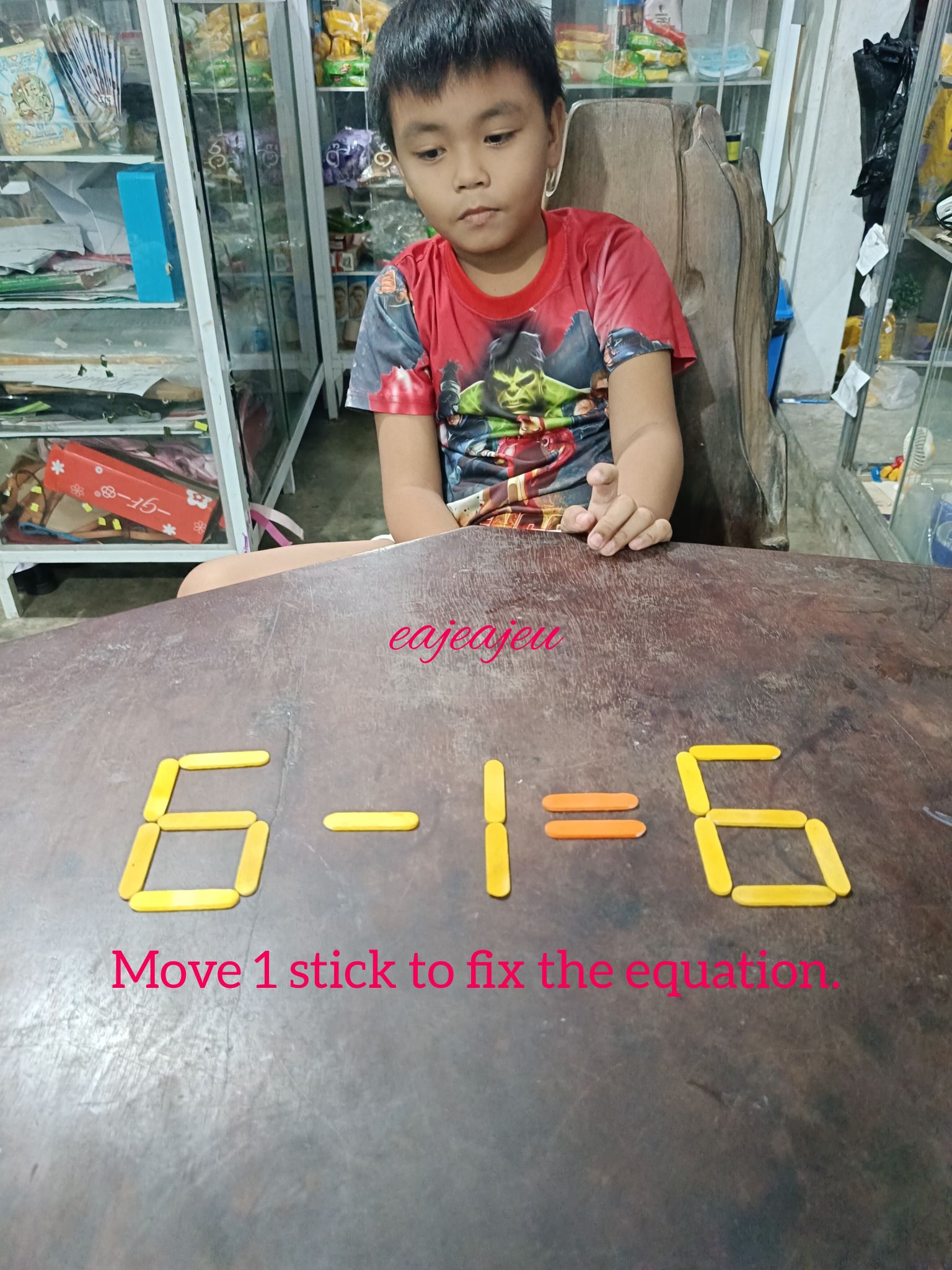 Jeu - Puzzle 👉 6-1=6 👉 Fix the equation by moving only 1 stick. # ...