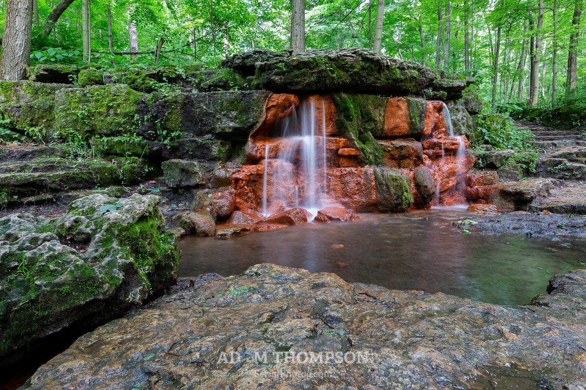 Unique waterfalls with orange hues from iron