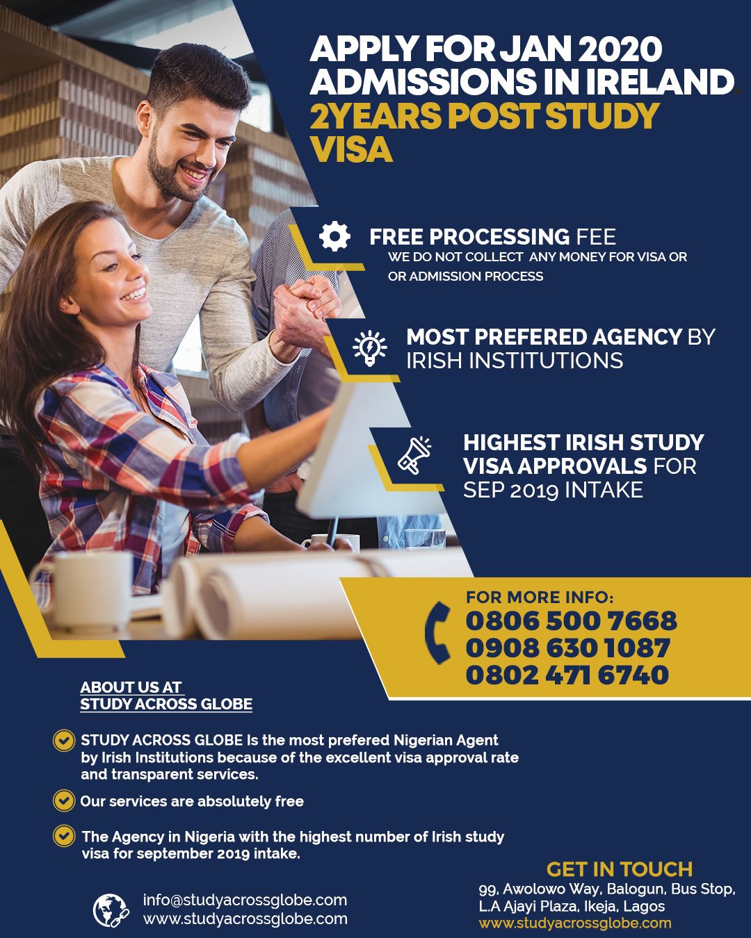 APPLY FOR ADMISSIONS FOR JAN 2020 IN... - Study Across Globe | Facebook