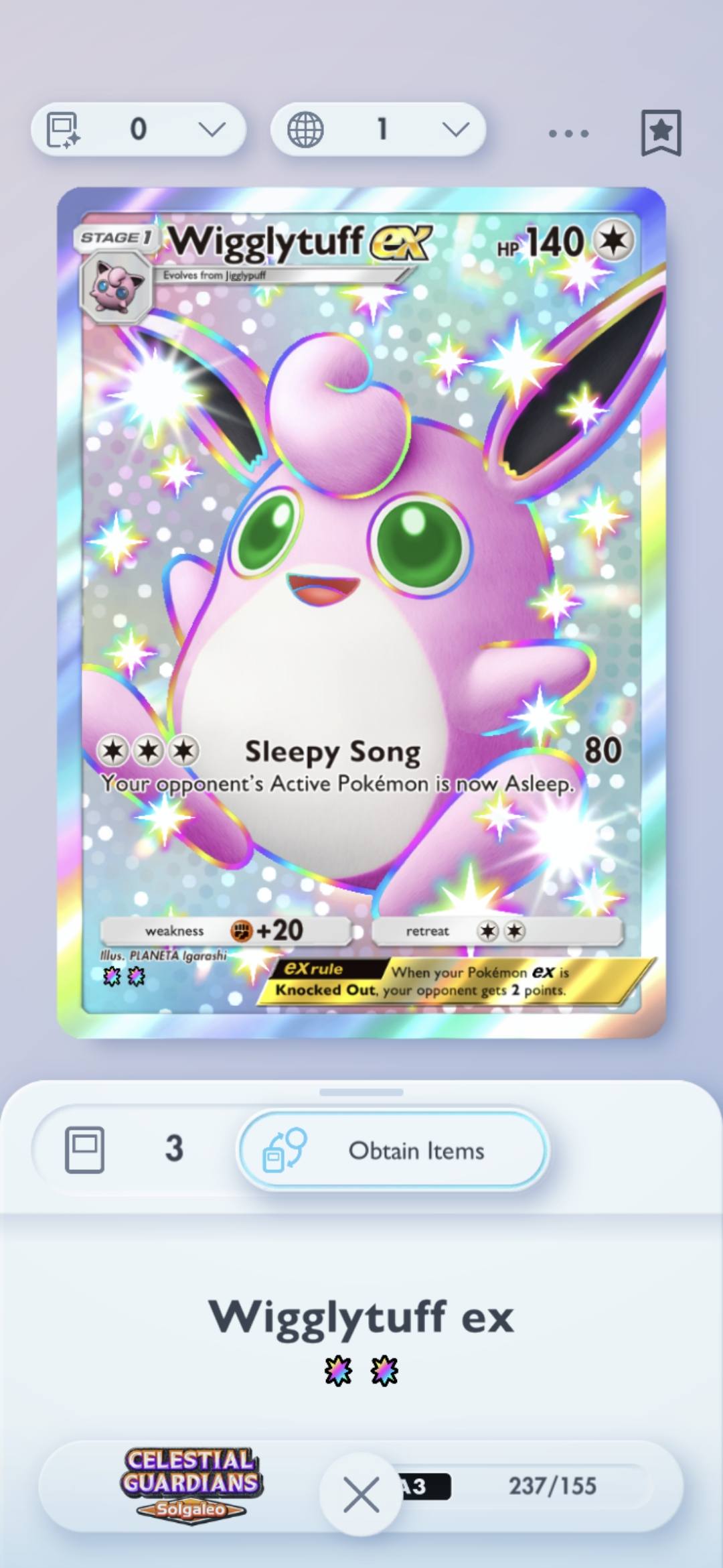 shiny wigglytuff pokemon card EX 141/190 RR SV4a Treasure ex Japanese  Colorless / 250 / Stage 1 Card Text Wigglytuff stole the spotlight and