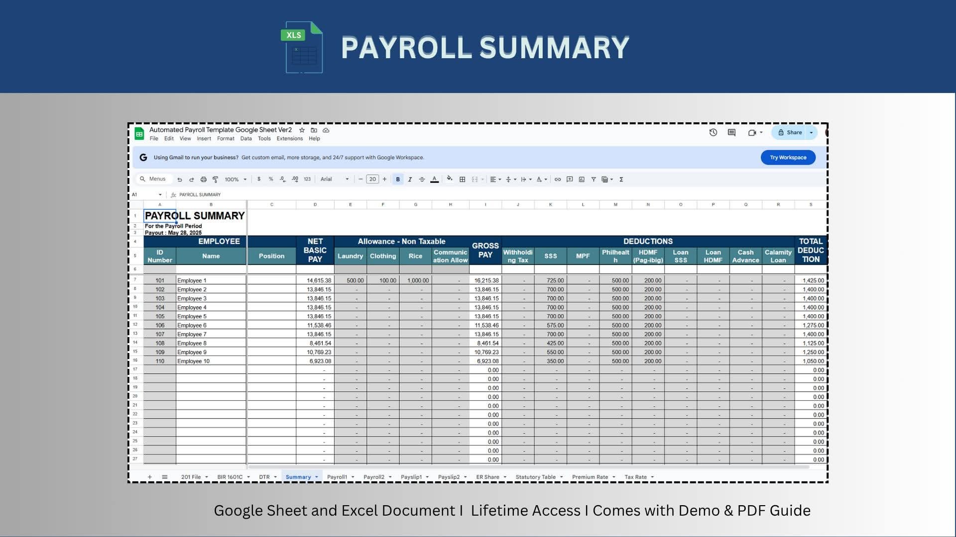 Excel People (Philippines) | Ultimate Payroll Excel Template: Simplify ...