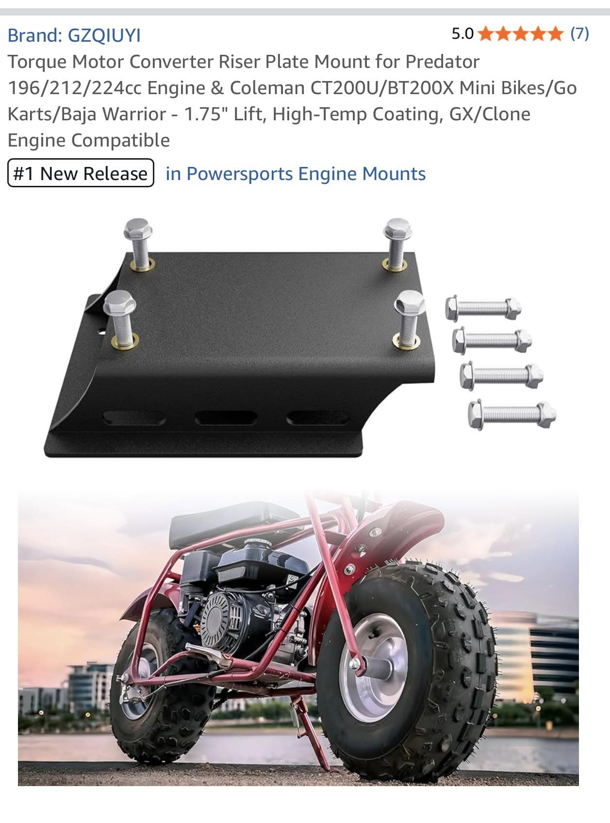 Predator 212 Supercharger Kit Engine Riser Plate For Predator 196cc ...